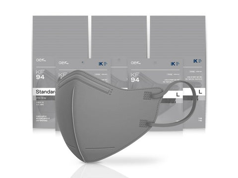 Aer Standard Basic Health Mask Gray Large KF94, 1EA, 50EA