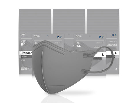 Aer Standard Basic Health Mask Gray Large KF94, 1EA, 50EA