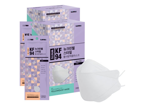 New Cleanwell Style Yellow Sand Mask White Large KF94, 50ea, 1ea