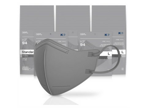 Aer Standard Basic Health Mask Gray Large KF94, 1EA, 50EA