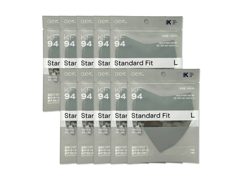 Aer Standard Basic Health Mask Gray Large KF94, 1EA, 50EA